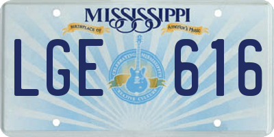 MS license plate LGE616