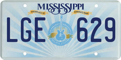 MS license plate LGE629