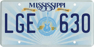 MS license plate LGE630