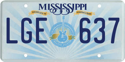 MS license plate LGE637