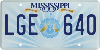 MS license plate LGE640