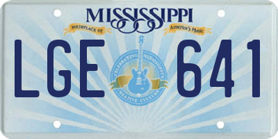 MS license plate LGE641