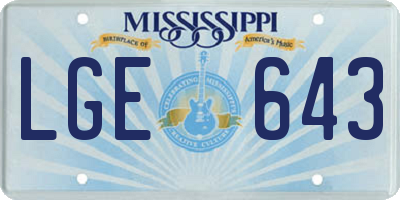 MS license plate LGE643