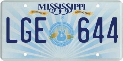 MS license plate LGE644