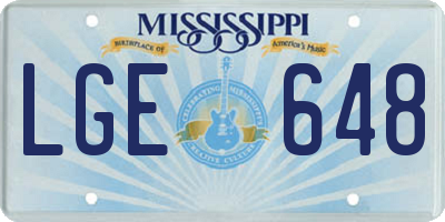 MS license plate LGE648