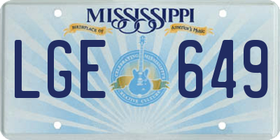 MS license plate LGE649