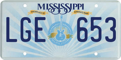 MS license plate LGE653