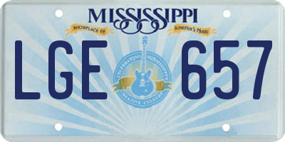 MS license plate LGE657