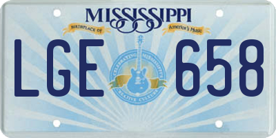 MS license plate LGE658