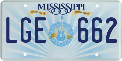 MS license plate LGE662