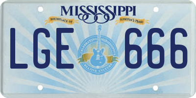 MS license plate LGE666
