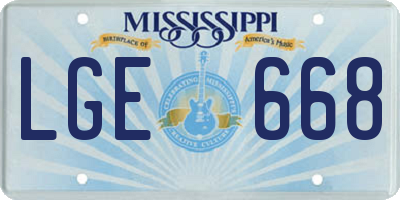 MS license plate LGE668