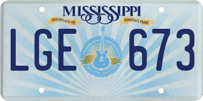 MS license plate LGE673