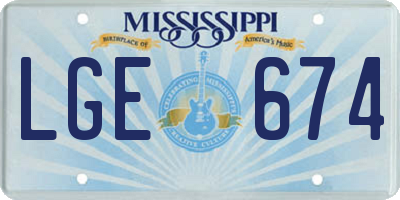 MS license plate LGE674