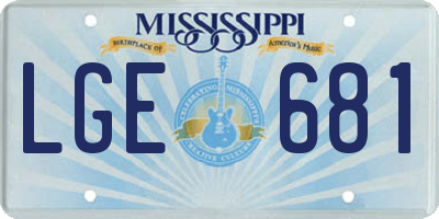 MS license plate LGE681