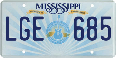 MS license plate LGE685