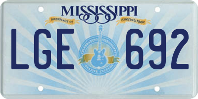 MS license plate LGE692
