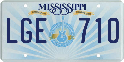 MS license plate LGE710