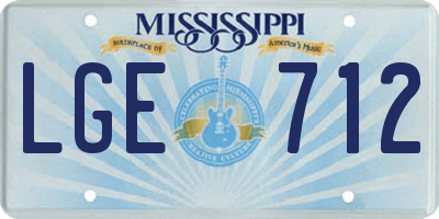 MS license plate LGE712