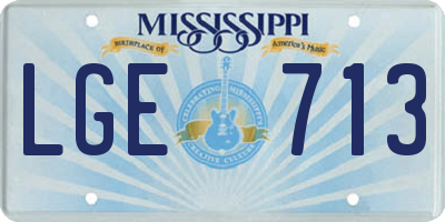 MS license plate LGE713