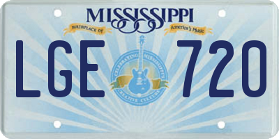 MS license plate LGE720