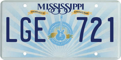MS license plate LGE721