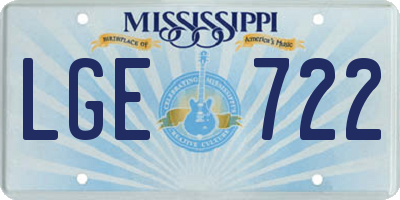 MS license plate LGE722