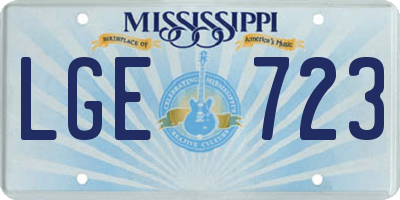MS license plate LGE723
