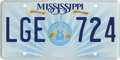 MS license plate LGE724