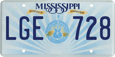 MS license plate LGE728