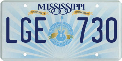 MS license plate LGE730
