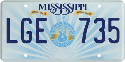 MS license plate LGE735