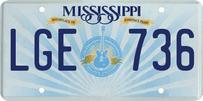 MS license plate LGE736