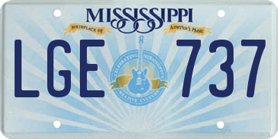 MS license plate LGE737