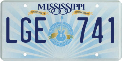 MS license plate LGE741