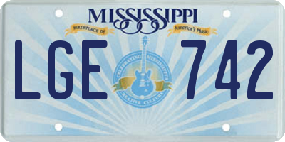 MS license plate LGE742