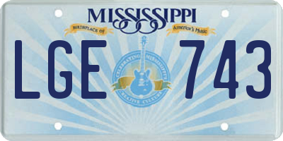 MS license plate LGE743