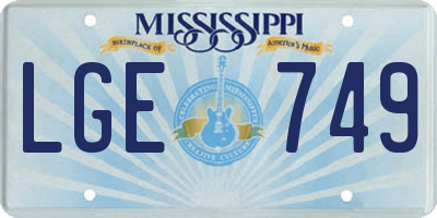 MS license plate LGE749