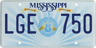MS license plate LGE750