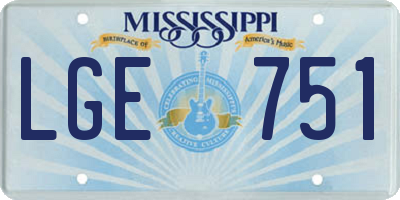 MS license plate LGE751