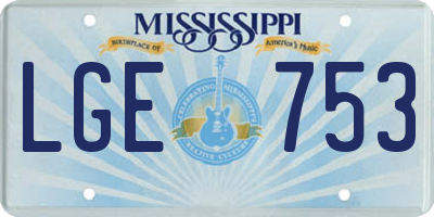 MS license plate LGE753