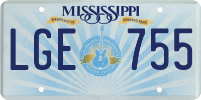MS license plate LGE755