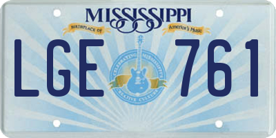 MS license plate LGE761