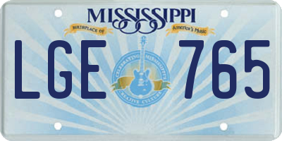 MS license plate LGE765