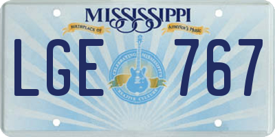 MS license plate LGE767