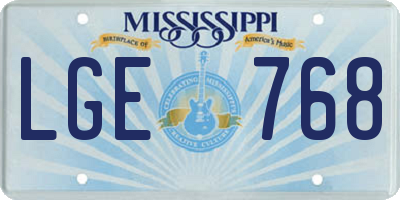 MS license plate LGE768