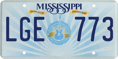 MS license plate LGE773