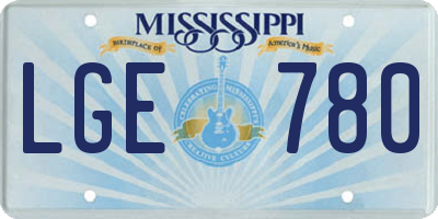 MS license plate LGE780