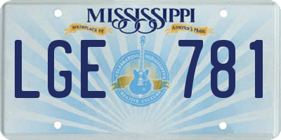 MS license plate LGE781