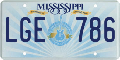 MS license plate LGE786